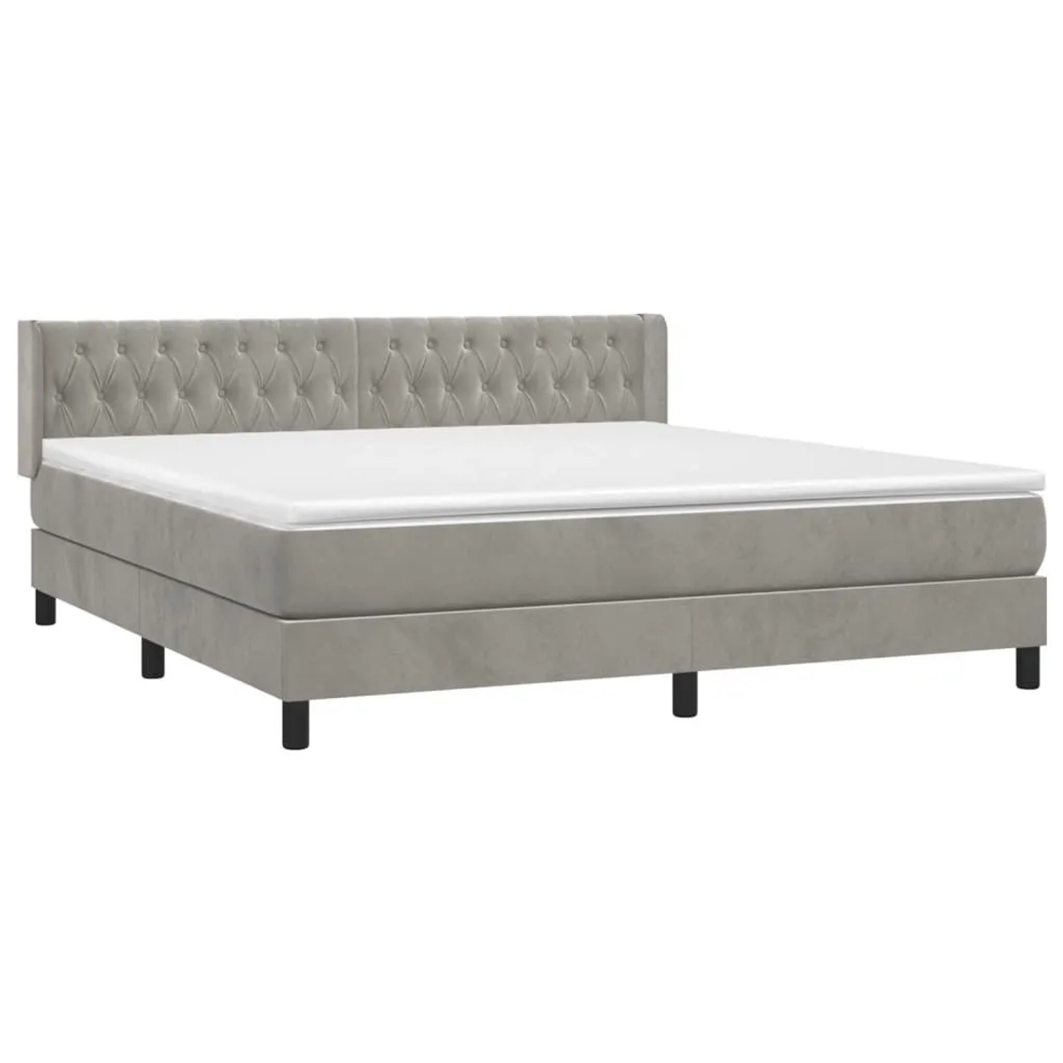 vidaXL Boxspringbett mit Matratze Hellgrau 160x200 cm Samt 3131147 günstig online kaufen