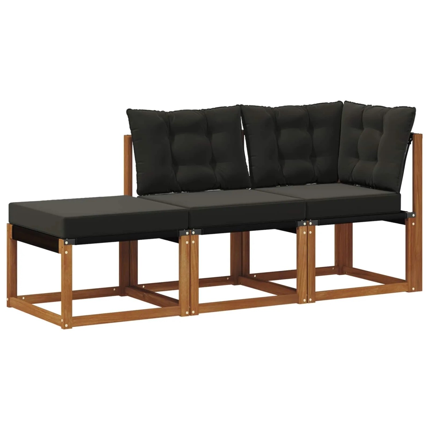 vidaXL Outdoor-Schnittsofa-Einheiten 3 Stück Natur und Schwarz 900627