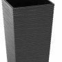 Graphitfarbene Siena Garden Pflanzsäule Nizza mit Rillenoptik, 68cm hoch.