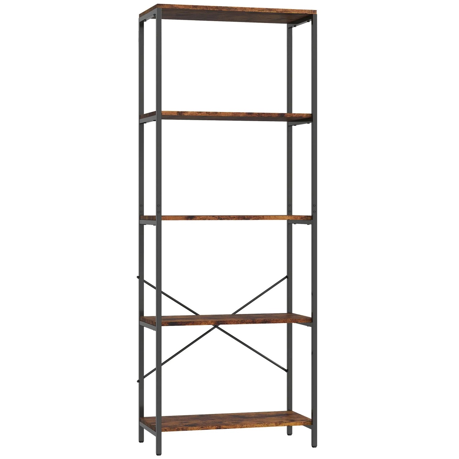 HOMCOM Bücherregal Metall 79L x 35B x 161H cm Rustikal-Braun