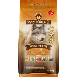 Wolfsblut Wide Plain Senior Trockenfutter für Hunde, Pferd & Süßkartoffel, 2kg.
