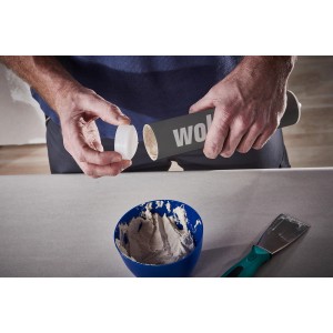 wolfcraft Leerkartuschen (3 Stk.) zum Einfüllen von Fugenmasse, mit Spachtel und angerührter Masse.