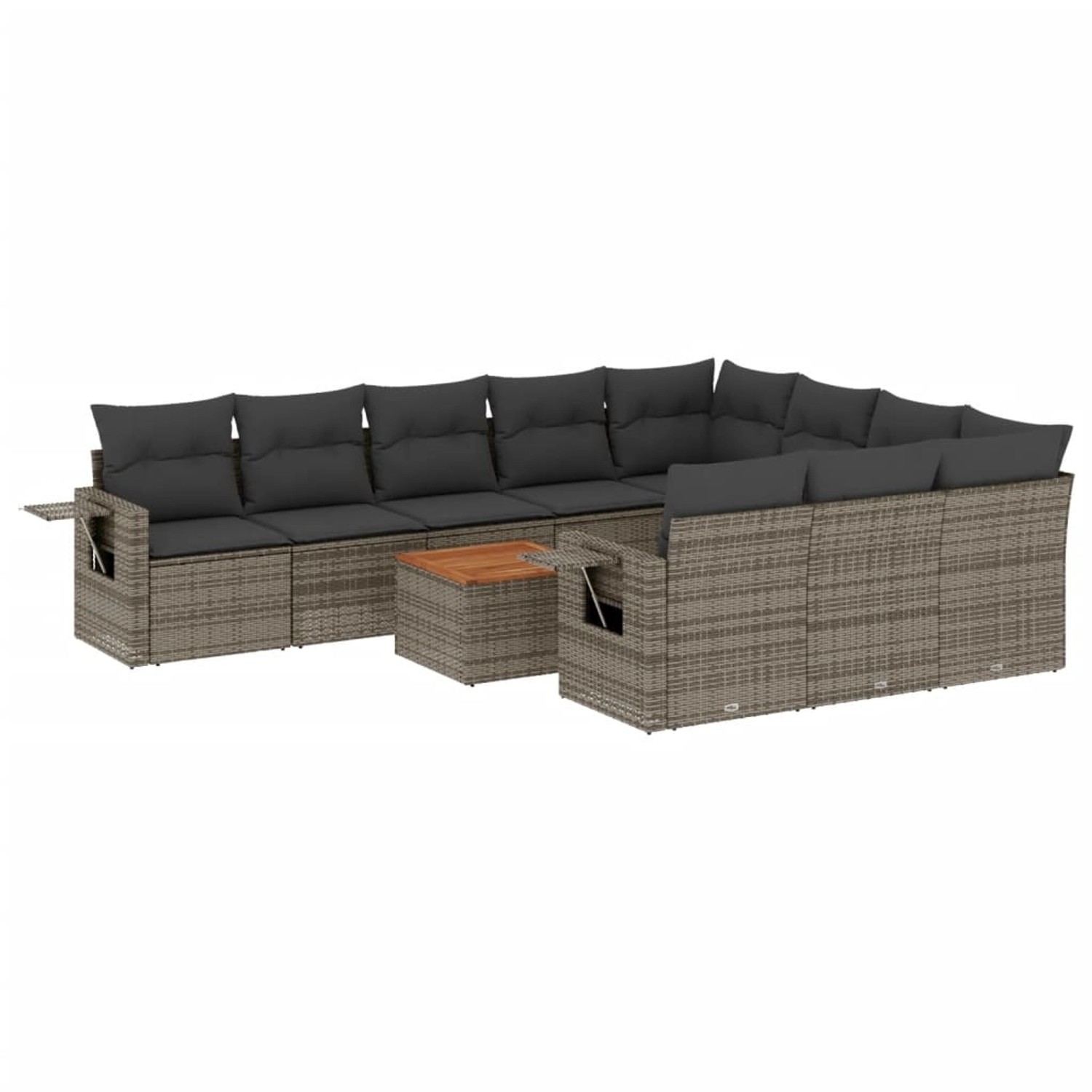 vidaXL 11-Tlg Garten-Sofagarnitur mit Kissen Grau Poly Rattan 3257075 günstig online kaufen