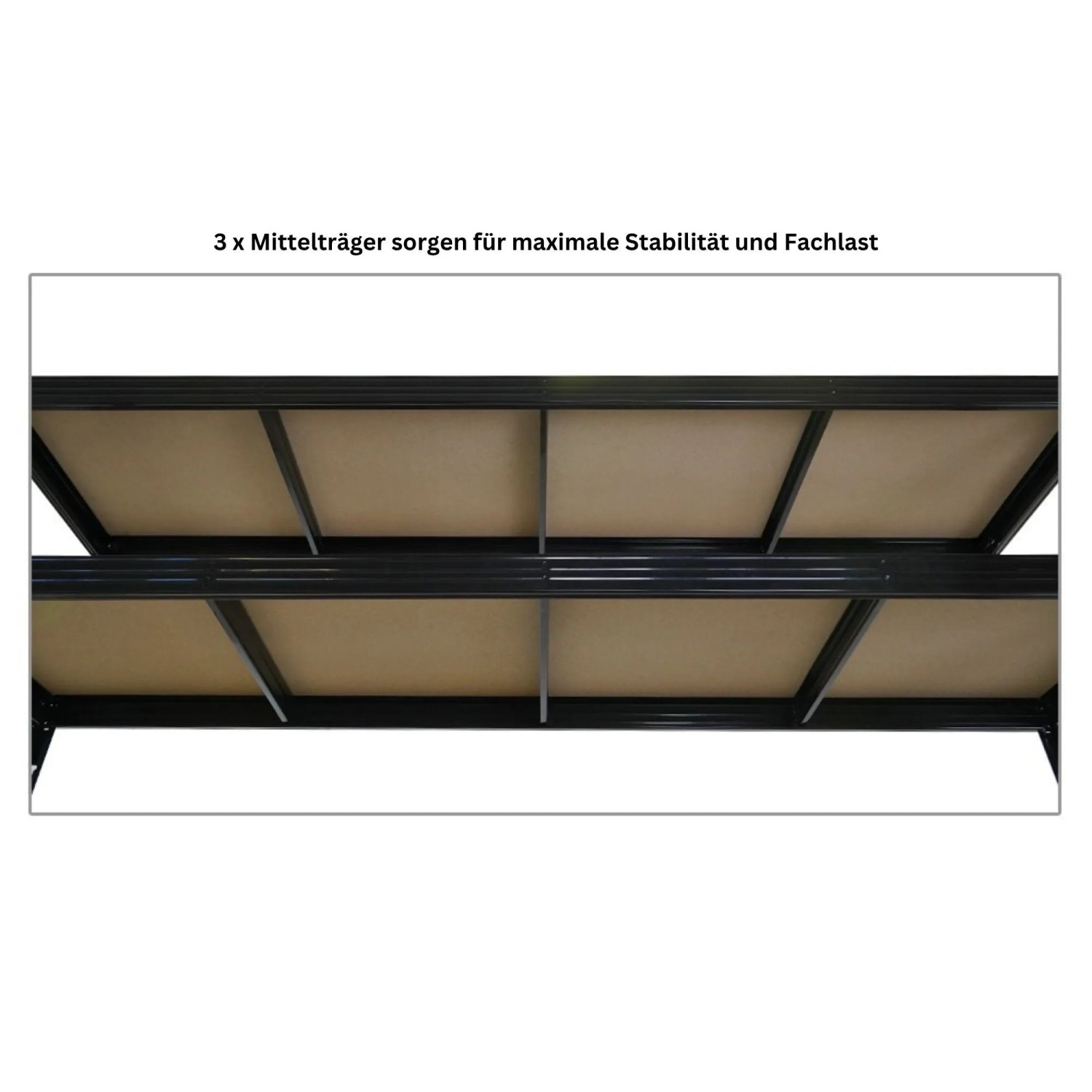 PROREGAL Mega Deal 4x Profi Schwerlastregal Rhino HxBxT 200x240x70cm 5 Spanplatten-Ebenen 8mm Fachlast 450kg Schwarz_5