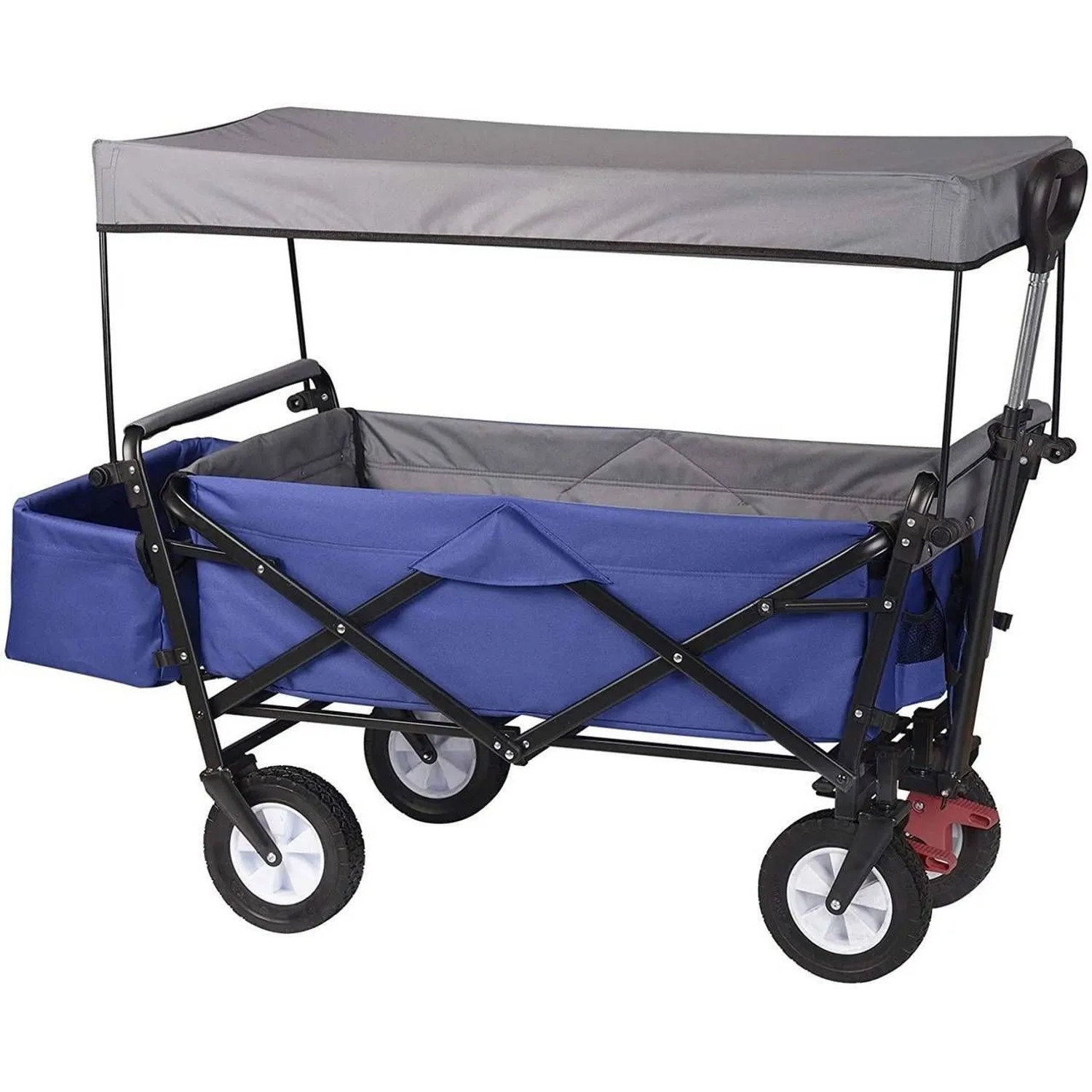 WOLTU Bollerwagen Faltbar Mit Dach Rollen Mit Bremse Für Garten Camping Blau