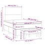 vidaXL Boxspringbett 120x190 cm, Cappuccino-Braun, mit Matratze und Bank. Maße sind eingezeichnet.