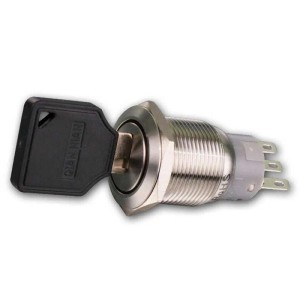 Sintron Schlüsselschalter, 1-polig, 250V/3A, Ø19mm, IP50. Metallgehäuse mit Schlüssel.
