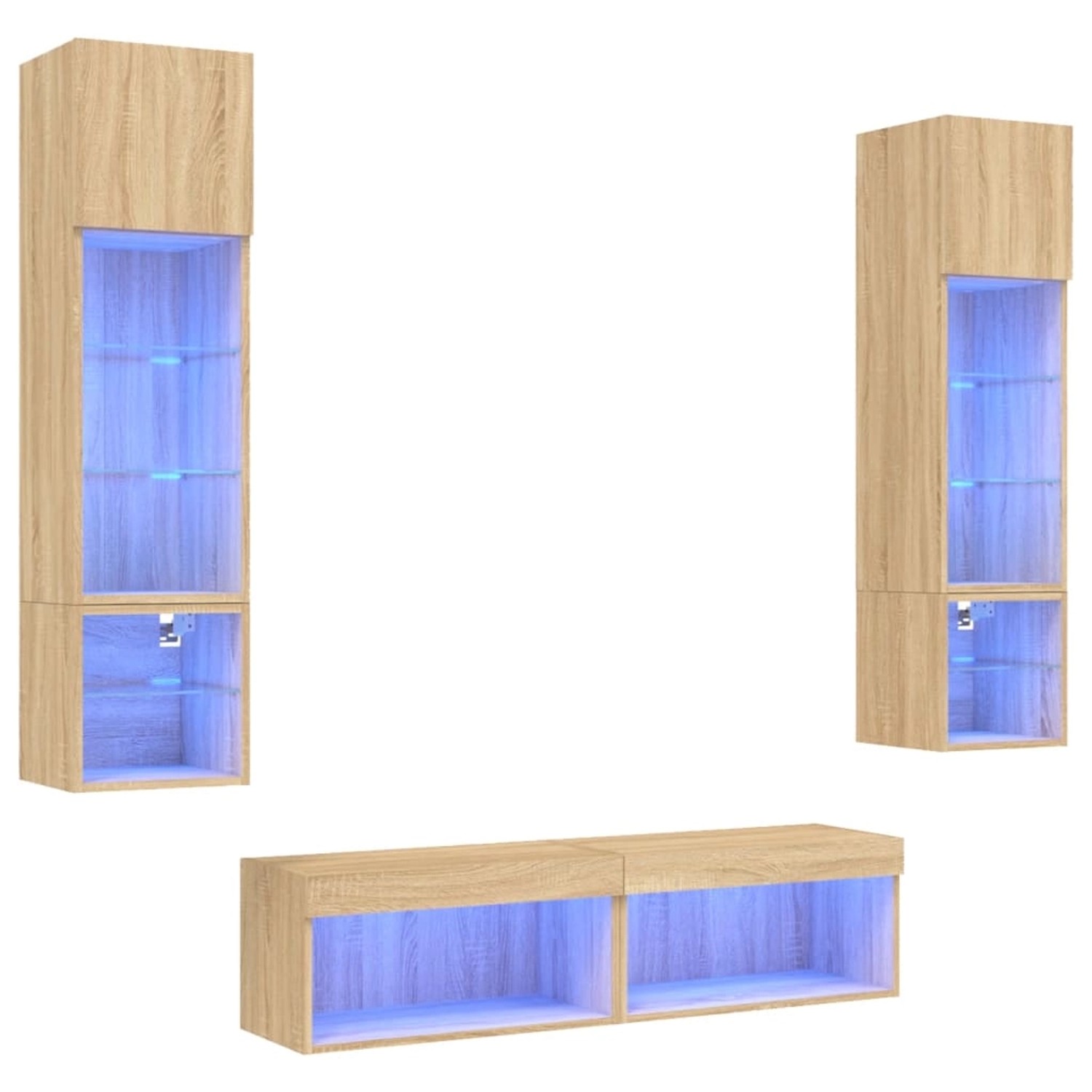 VidaXL 6-tlg. Wohnwand mit LED-Beleuchtung Sonoma-Eiche Holzwerkstoff  Mode günstig online kaufen