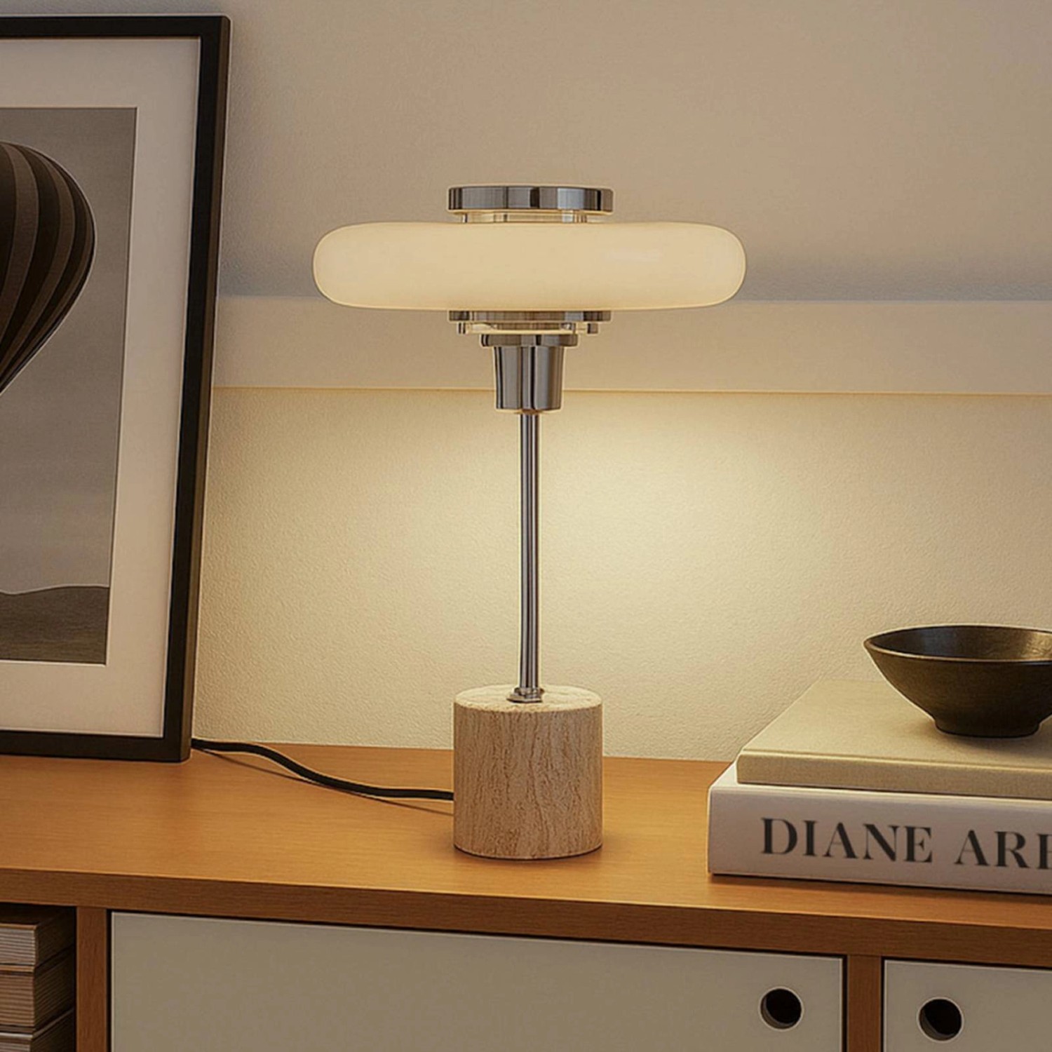 Lindby Tischlampe Branford 10041888 Retro Vintage Antik in Creme aus Metall 1-flammig E14 Wohnzimmerleuchte_2