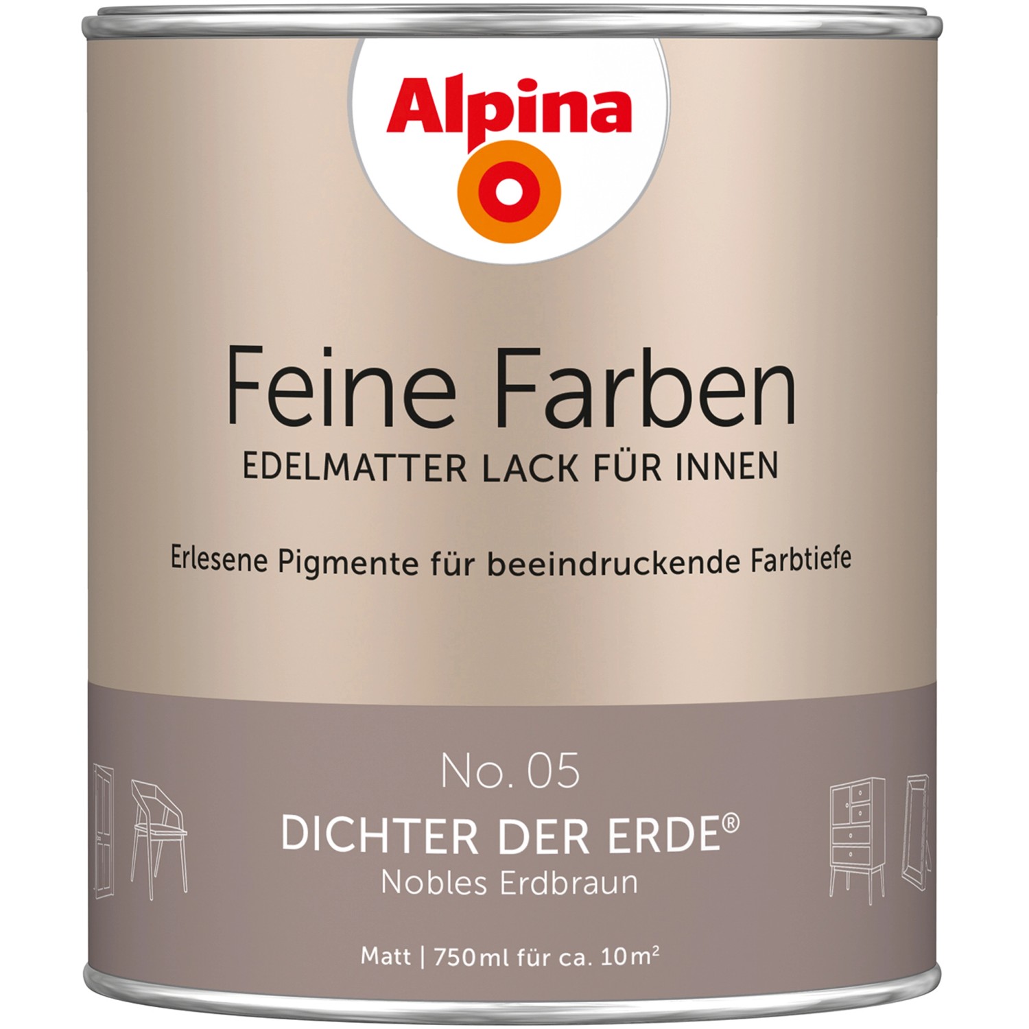 Alpina Feine Farben Lack No. 05  Dichter der Erde® Braun edelmatt 750 ml