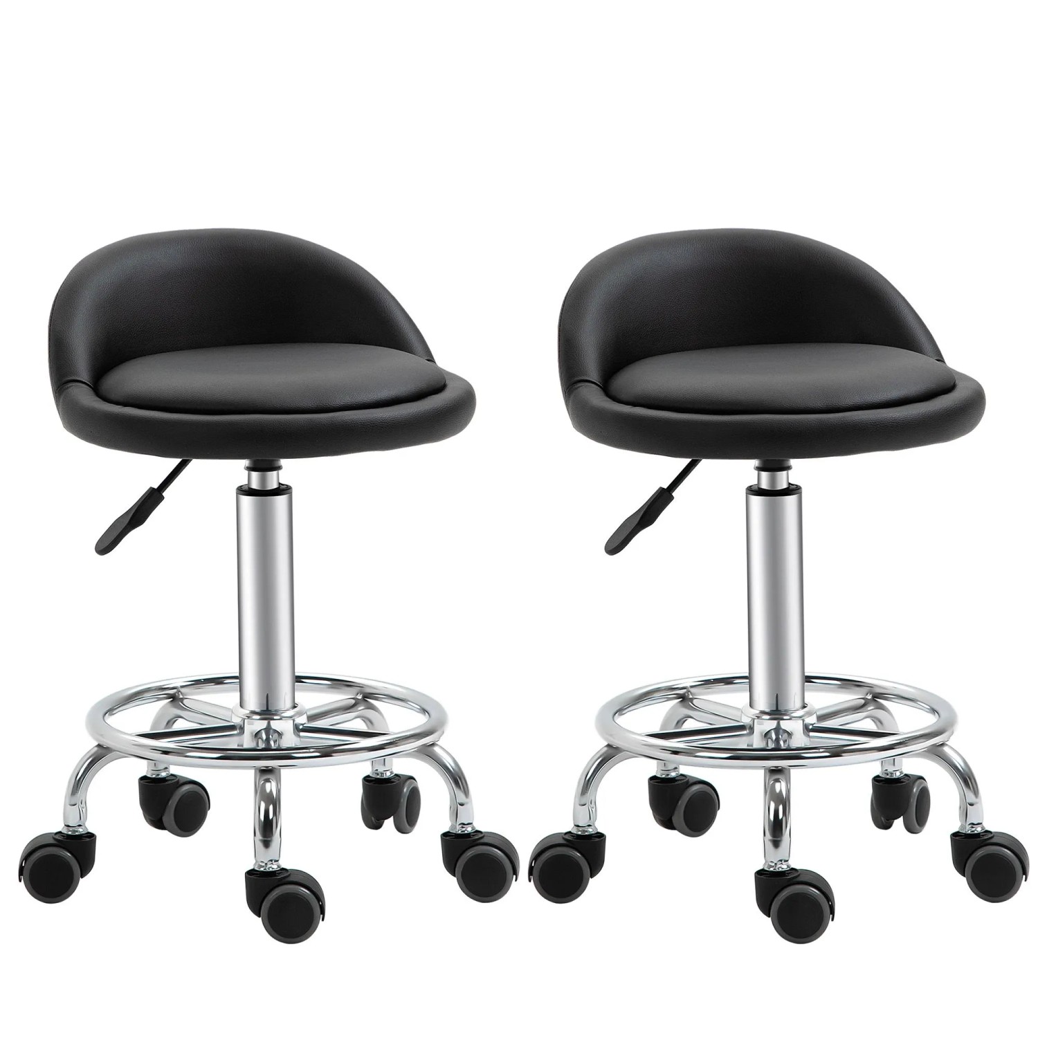 HOMCOM Salon Stool Kunstleder 38L x 38B x 72H cm Schwarz