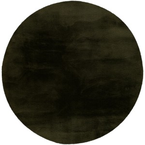 Runder, dunkelgrüner Lalee Teppich Heaven (Ø 120 cm) aus weichem Kunstfell.