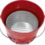 Roter Eimergrill, tragbarer Holzkohlegrill mit Grillrost und Tragegriff.