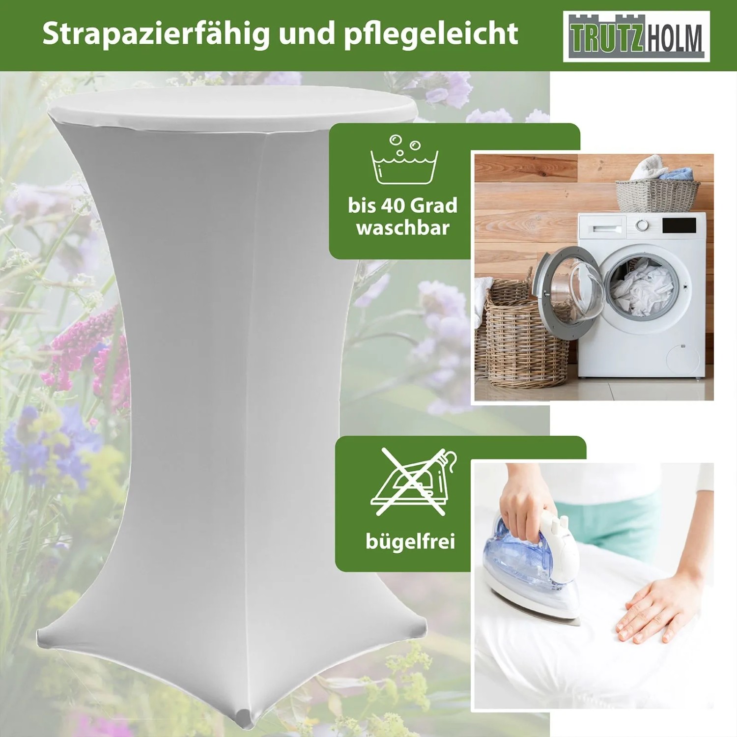 TRUTZHOLM 10er Set Stehtischhusse Stretch 70cm Weiß_5