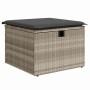 Grauer vidaXL Gartenhocker aus Rattan mit schwarzem Kissen, Teil eines 9-teiligen Garten-Sets.
