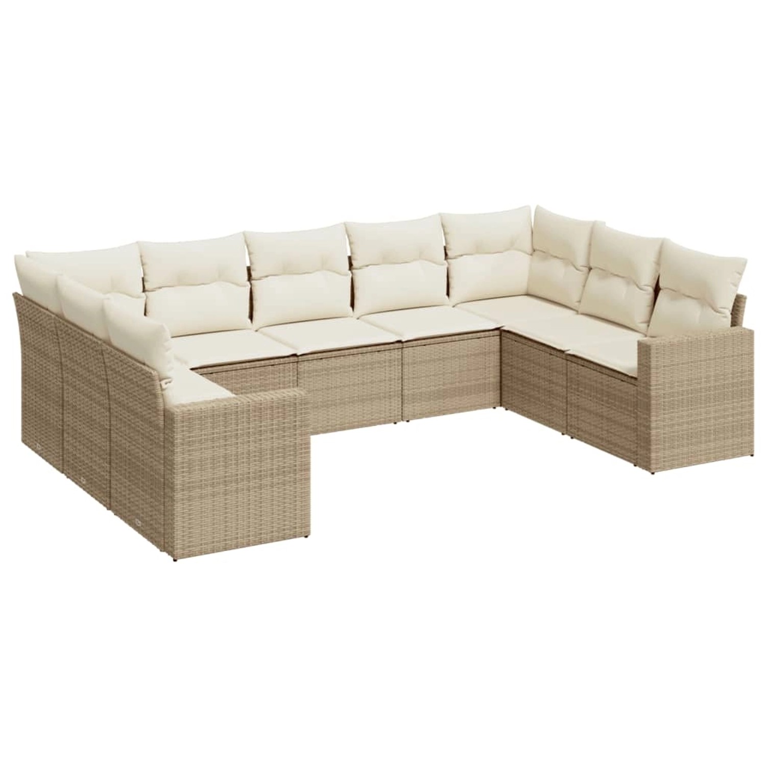 vidaXL 9-Tlg Garten-Sofagarnitur mit Kissen Beige Poly Rattan 3219388 günstig online kaufen