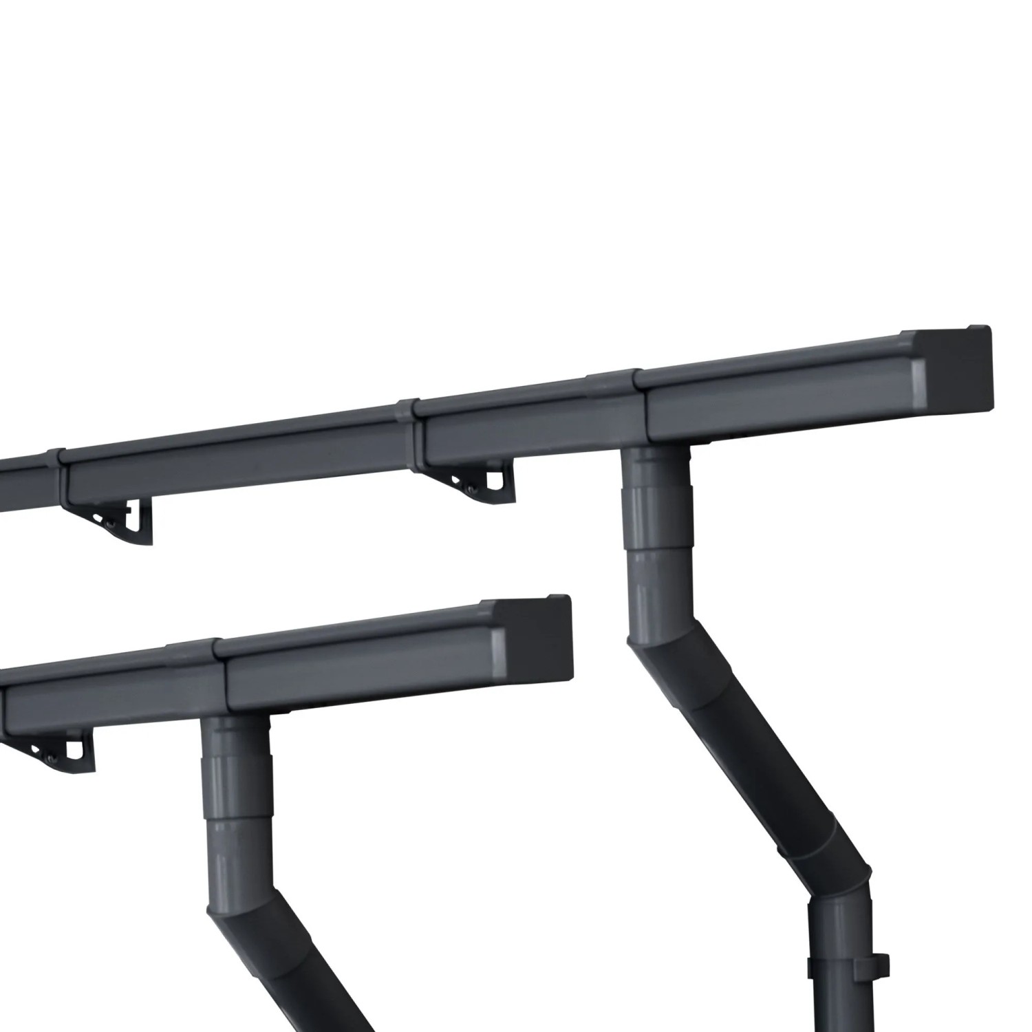 INEFA 2x Dachrinnen Set Kunststoff Kastenrinne NW68/68mm 2m Anthrazit