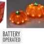 3er Set LED Acryl Kürbisse in verschiedenen Größen mit warmweißem Licht für Anlässe.