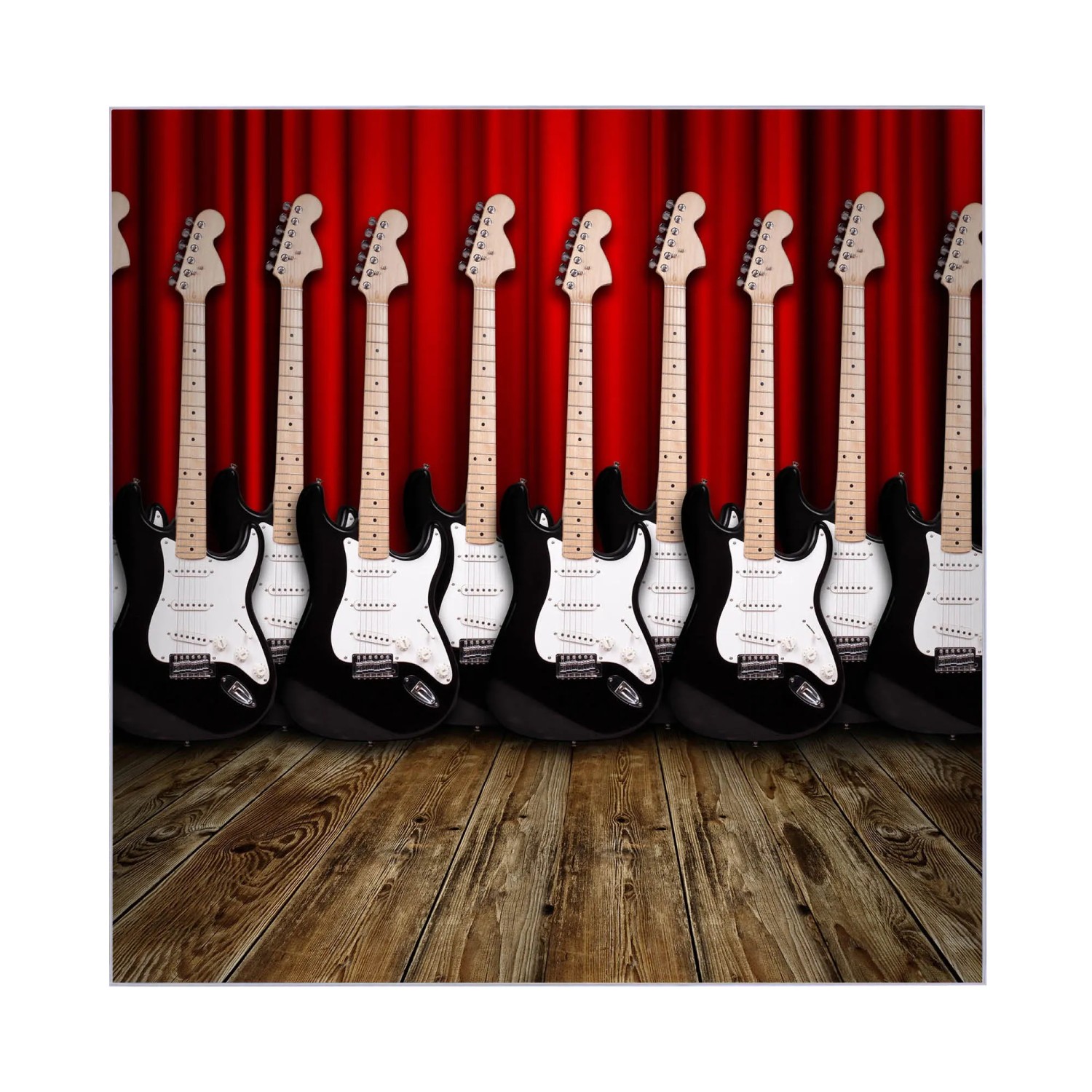 Banjado Schlüsselkasten mit Gitarren Motiv, 30x30cm, Weiß, 50 Haken, beschreibbar und magnetisch.
