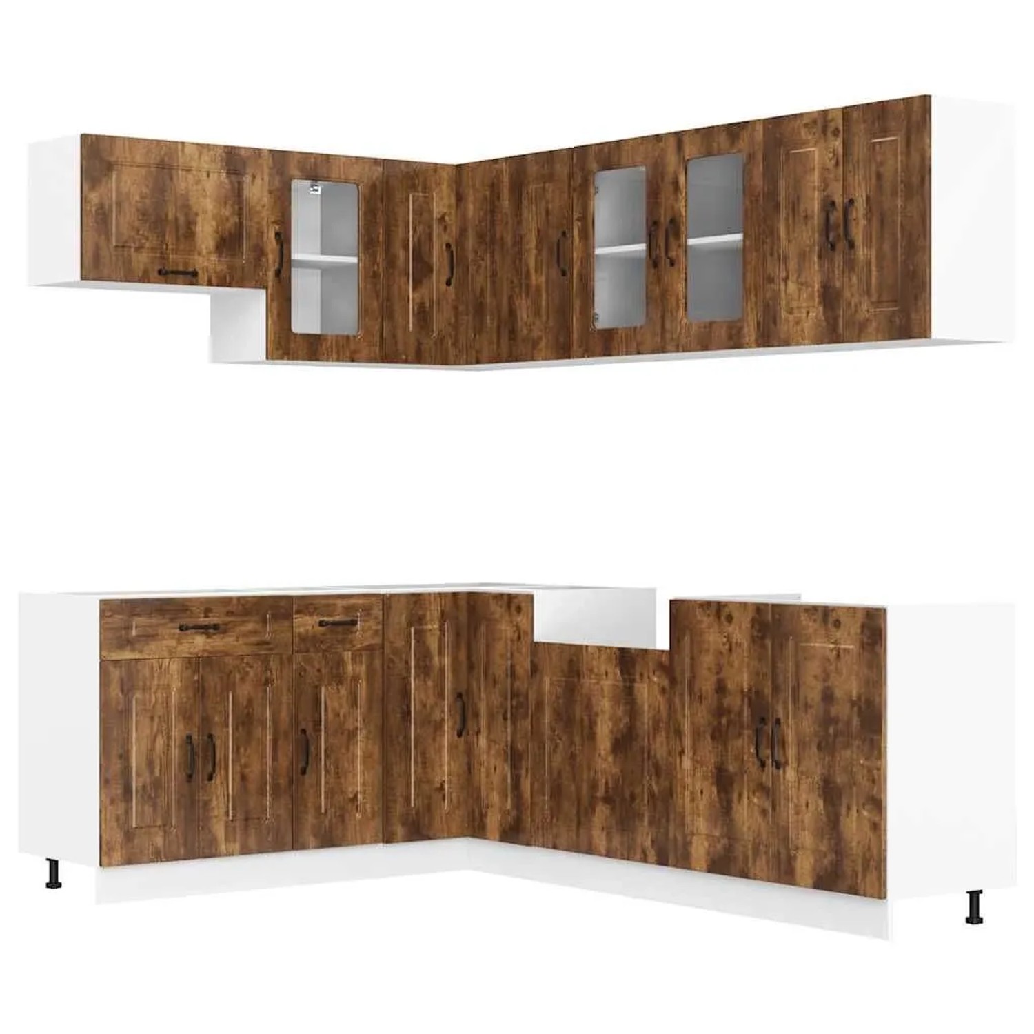 vidaXL 11 Tlg Küchenschrank-Set Kalmar Räuchereiche Holzwerkstoff 3314886