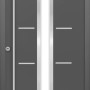 Anthrazitfarbene Sicherheits-Haustür ThermoSpace Milano Prime RC2 mit Glaseinsatz und Edelstahlgriff.
