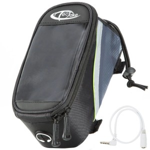 Tectake Fahrradtasche mit Rahmenbefestigung, wasserabweisend, schwarz, grau und grün.