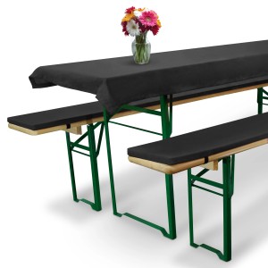 Beautissu Bierbankauflage Comfort XS Anthrazit 3-teilig für Bierzeltgarnitur mit Tischdecke und Bankauflagen.