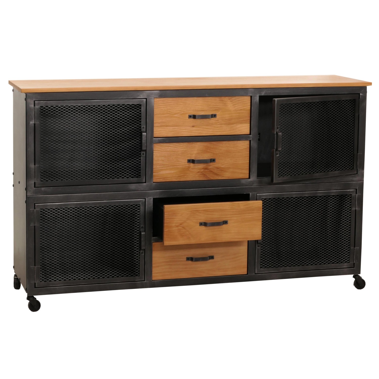 MCW Sideboard N28 Schwarz Natur günstig online kaufen