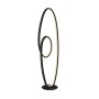 Moderne, dimmbare LED Stehlampe Bronwyn in Schwarz. Geschwungene Form, warmweißes Licht für Wohnzimmer.