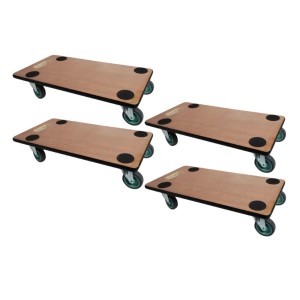 4er Set PROREGAL Transportroller mit Sperrholzplatte, 200kg Traglast, für Werkstatt und Umzug.