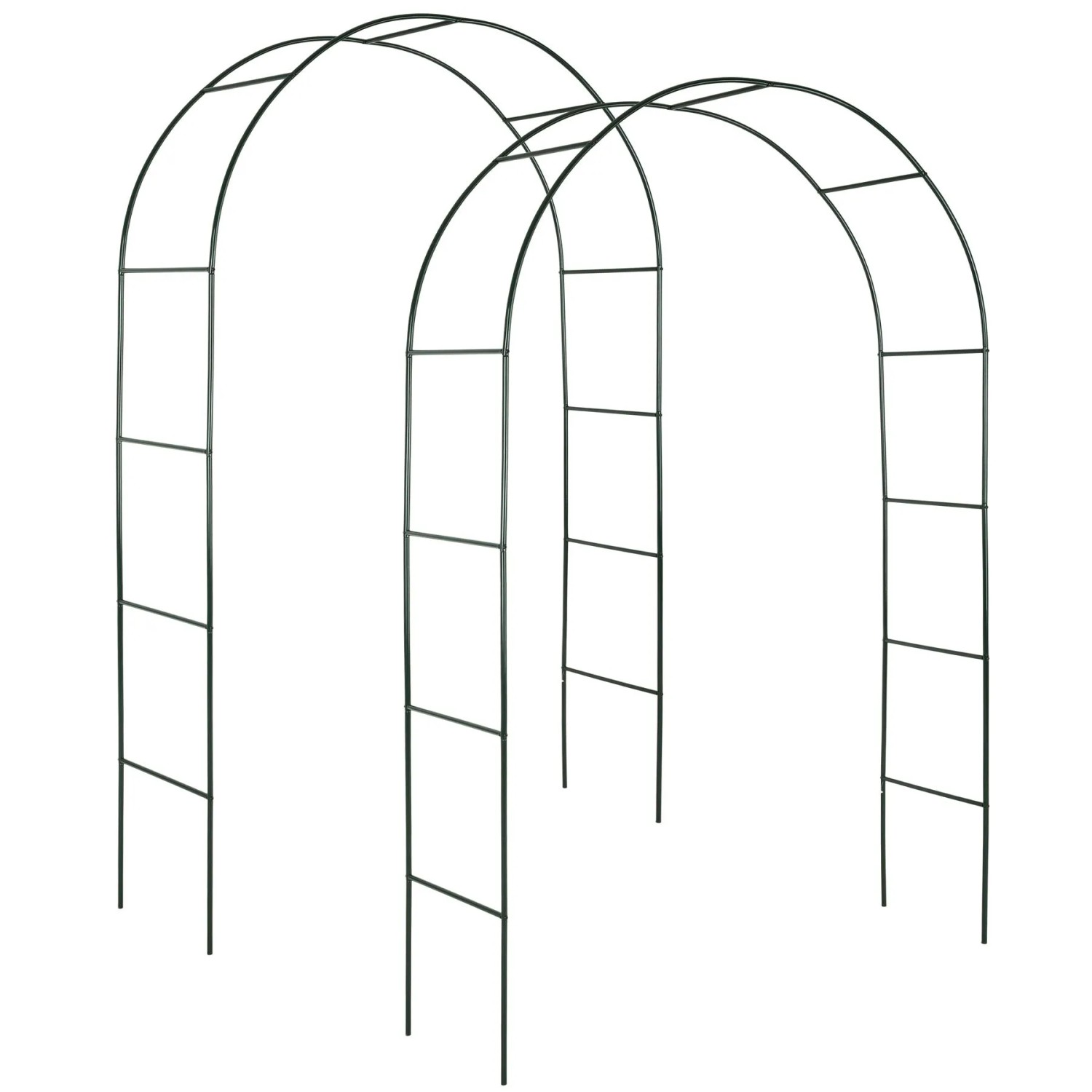 Tectake 2Er Set Rosenbogen  Aus Stahl Wetterfest  140 x 40 x 240 cm Grün