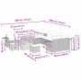 Graues 13-teiliges vidaXL Garten-Sofa-Set mit Stauraum aus Poly Rattan, inklusive Tisch und Hockern.