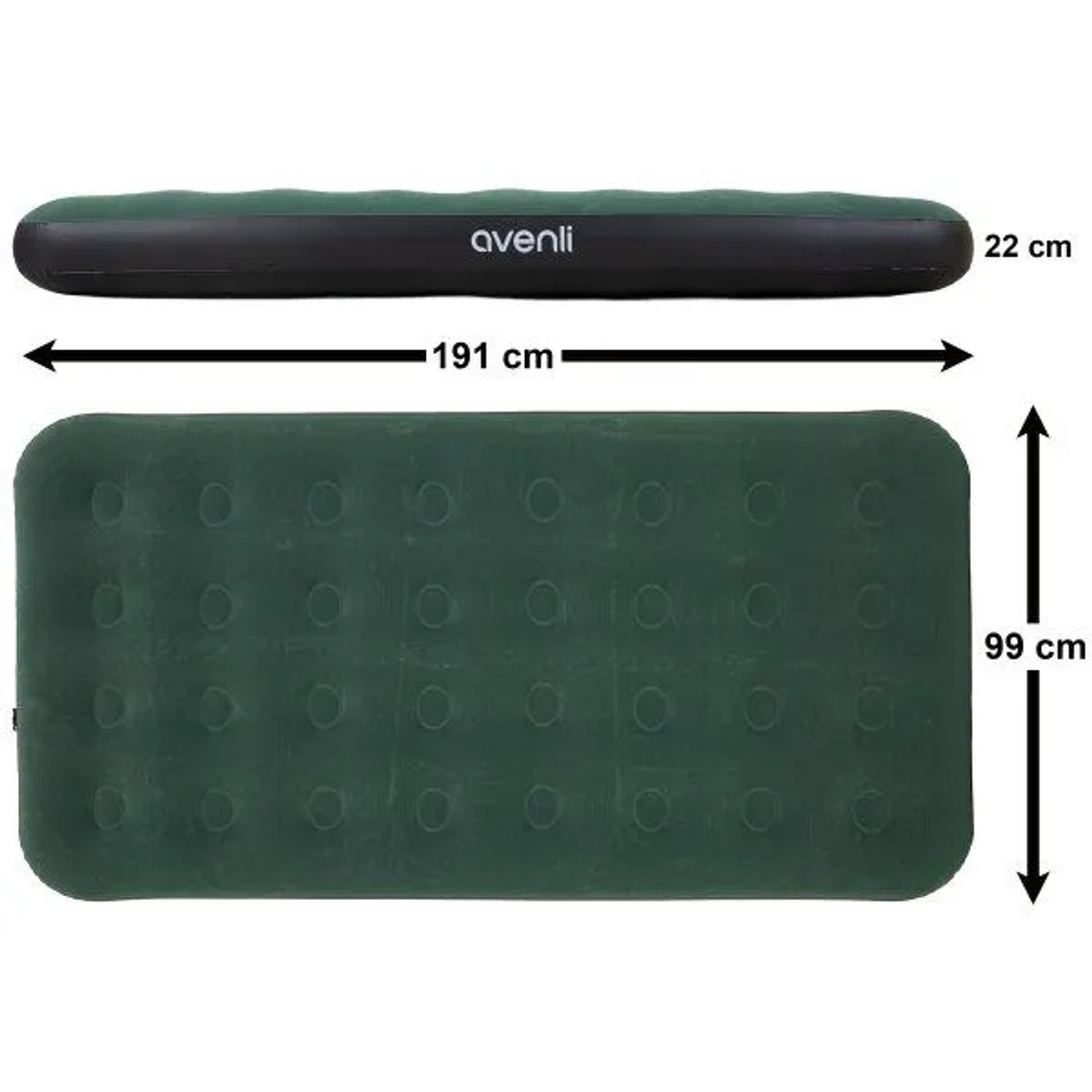 Grüne Avenli Luftmatratze CloudCoil, 191x99x22cm, für Camping und Freizeit.