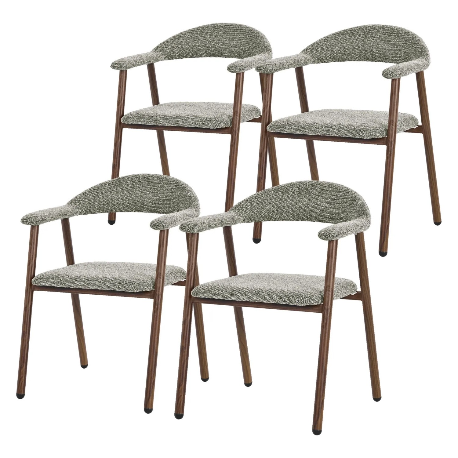 ML-Design Esszimmerstühle 4er Set Grün mit Webstruktur & Stahlgestell