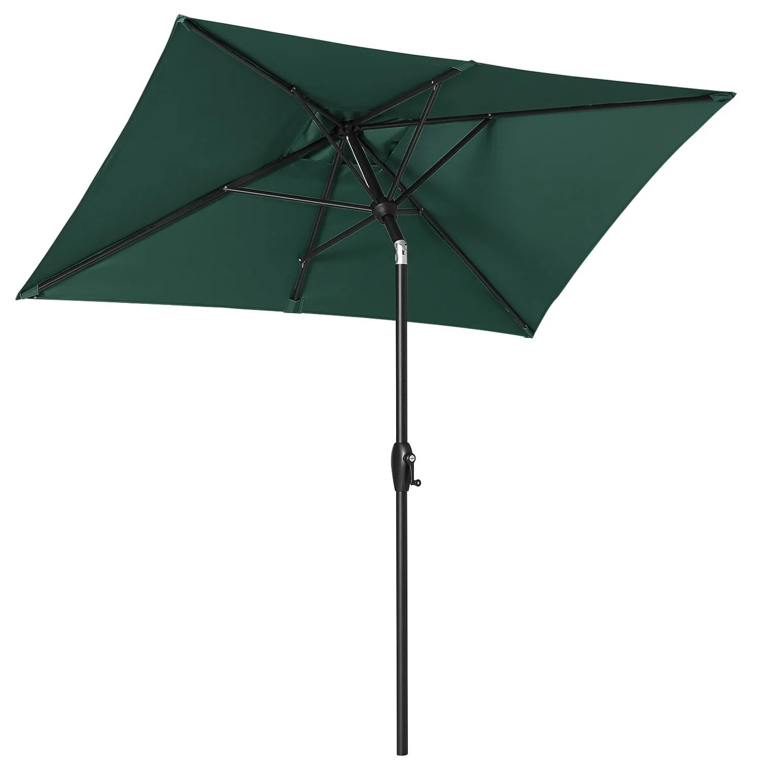 Sekey Aluminum Sonnenschirm mit Kurbel Rechteckig 210 x 140cm Gartenschirm Knickbar Marktschirm Garten Balkon Terasse Sonnenschutz UPF50+