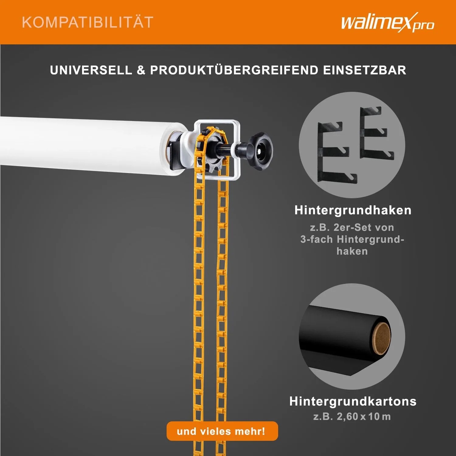 Walimex Hintergrundexpan Kette Gewicht 320X130X85Mm Orange Kern 45-78Mm 6Kg_8