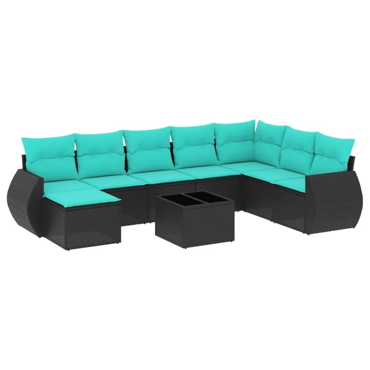 vidaXL 9-Tlg Gartensofa-Set mit Kissen Schwarzes Polyrattan 3221766 günstig online kaufen