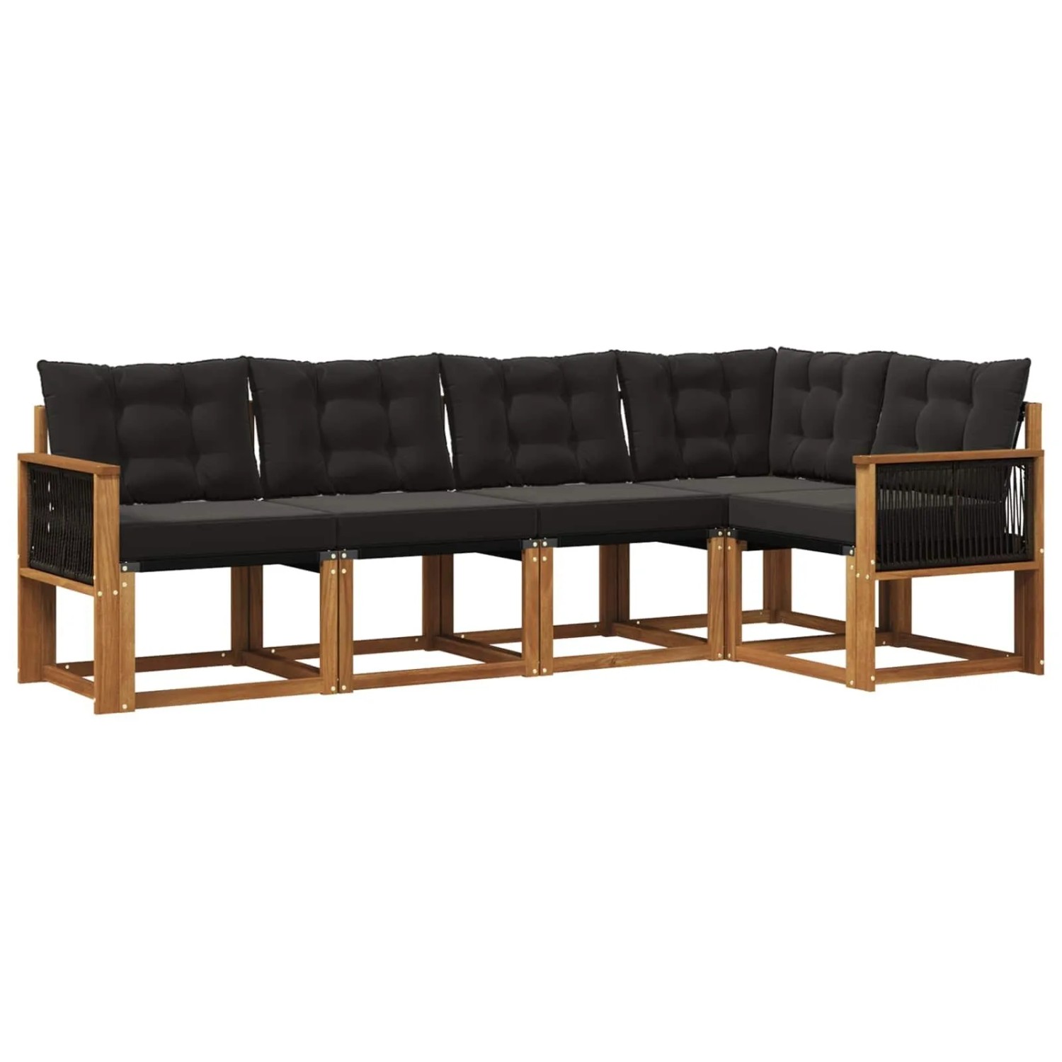 vidaXL Outdoor-Sofagarnitur mit Kissen 5 Stk Natur und Schwarz 3381952