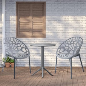 DELUKE Balkonset Bistroset NODAN Kunststoff Anthrazit 70x70x80cm Gartenmöbelset 2 Personen Balkonmöbel Set Terrassenmöbelset
