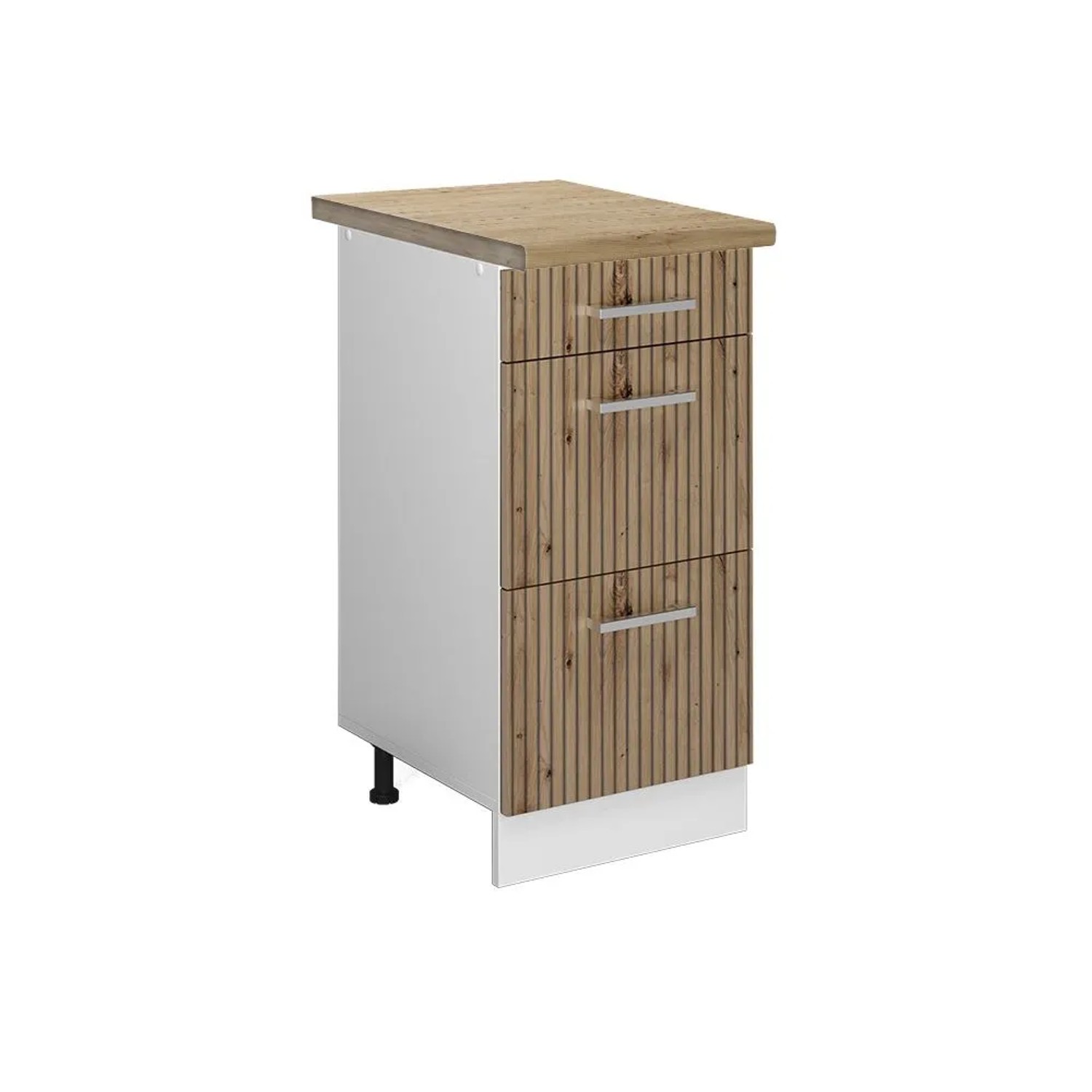 Vicco Küchenunterschrank R-Line Artisan-Eiche Weiß 40 cm mit Schubladen AP Eiche