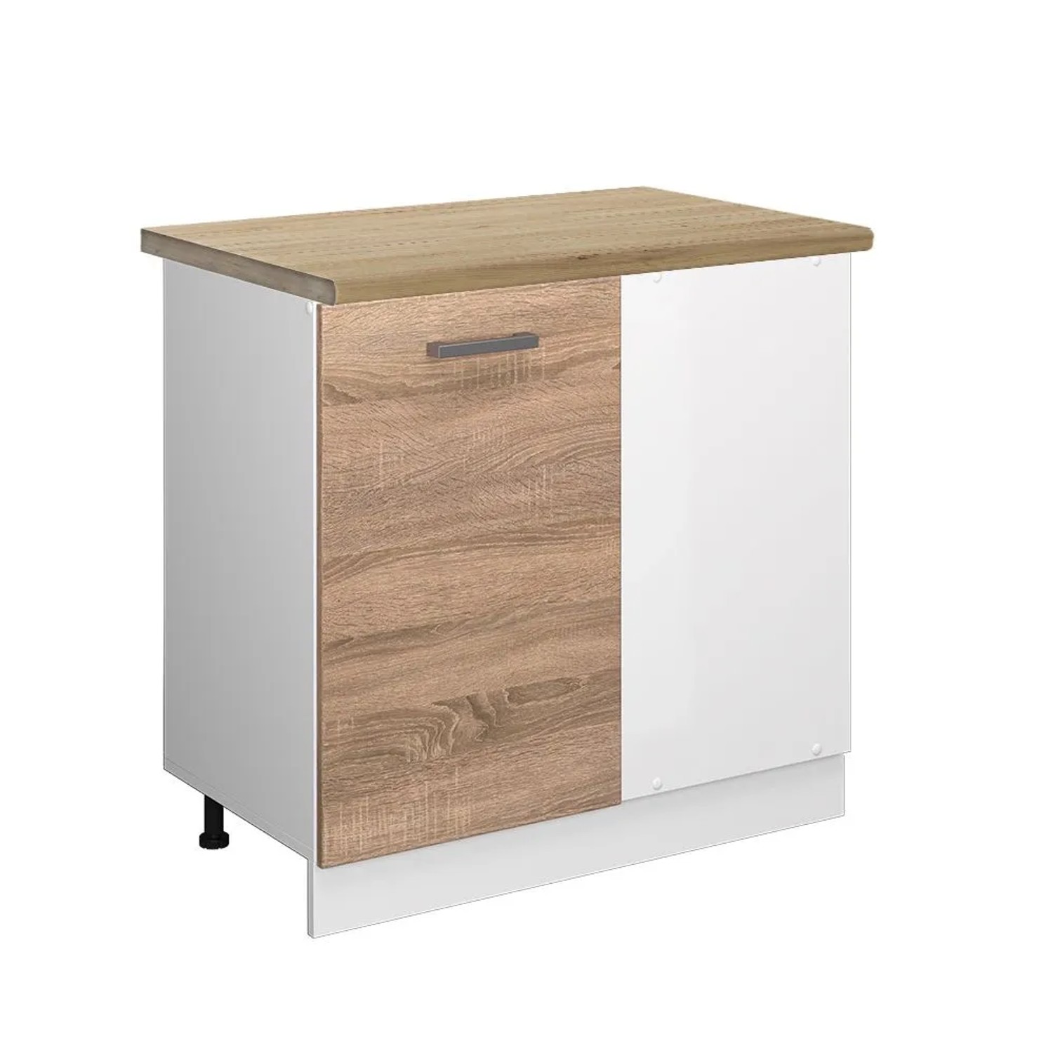 Vicco Eckunterschrank R-Line Küchen Eckschrank Sonoma Weiß 86 cm AP Eiche