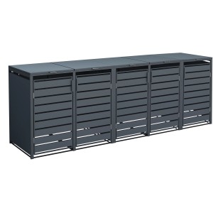 Westmann Mülltonnenbox Kubus, 5er Box für 240 l Tonnen, Metall Anthrazit, 116x332x80 cm.