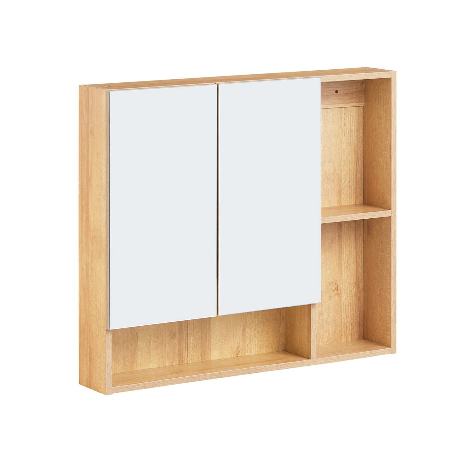SoBuy Hängeschrank Spiegelschrank mit Offenen Fächern Badschrank Natur BZR1 günstig online kaufen