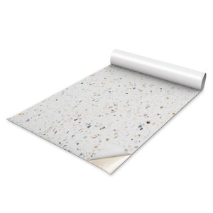 Möbelfolie mit Terrazzo-Muster, 50x100 cm, weiß. Klebefolie für Möbel und Schränke.