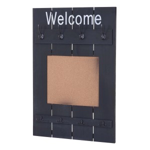 Dunkelgraue MCW Wandgarderobe C89 im Shabby-Look mit Pinnwand und Haken.