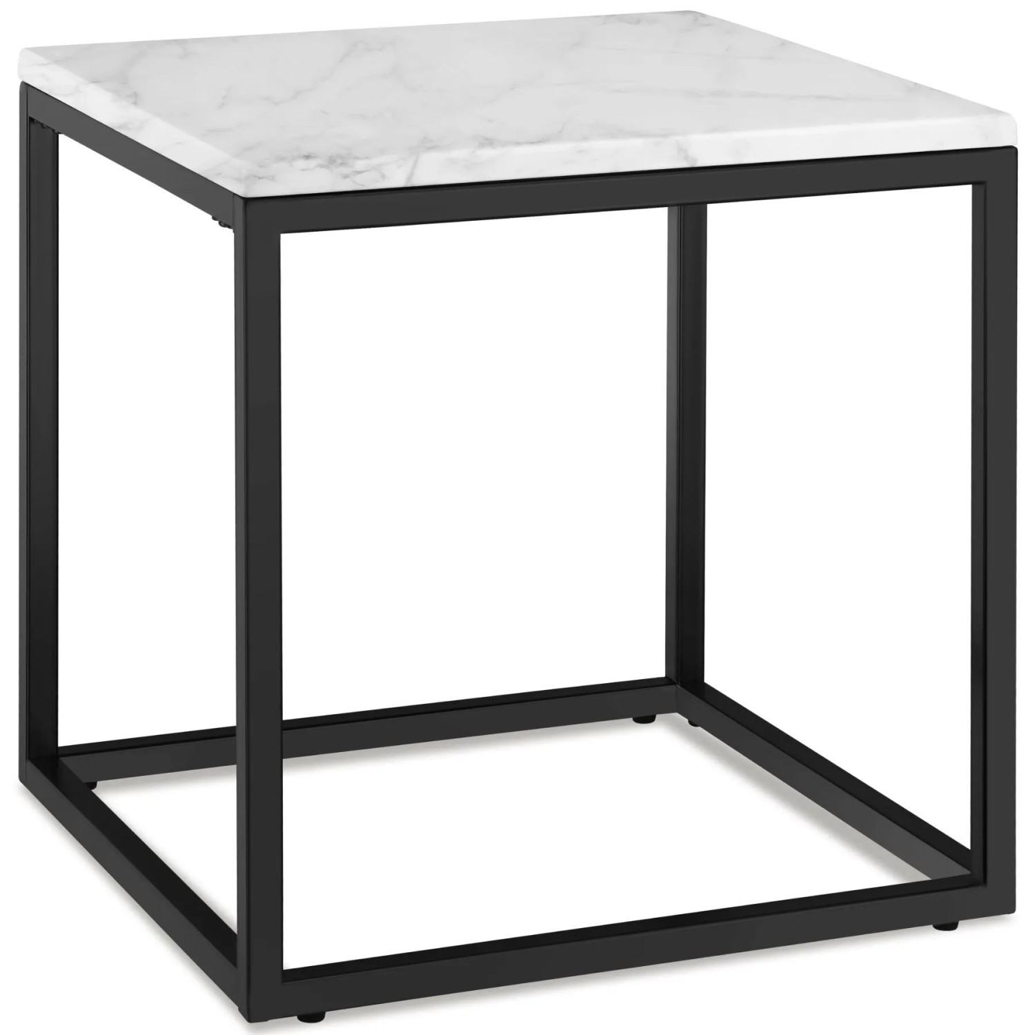 Tectake Beistelltisch Alysia Quadratisch Platte In Marmoroptik  45 x 45 x 47 50 cm Schwarz Weiß
