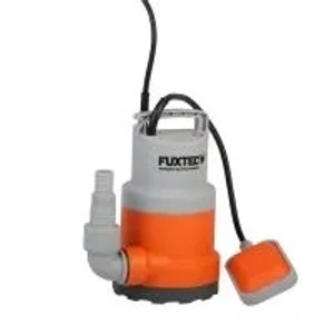 FUXTEC Tauchpumpe FX-TP1250 in Grau-Orange mit Schwimmschalter und Schlauchanschluss für Teich & Schmutzwasser.