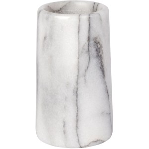 Wenko Zahnputzbecher Onyx aus Marmor, weiß mit grauen Maserungen.