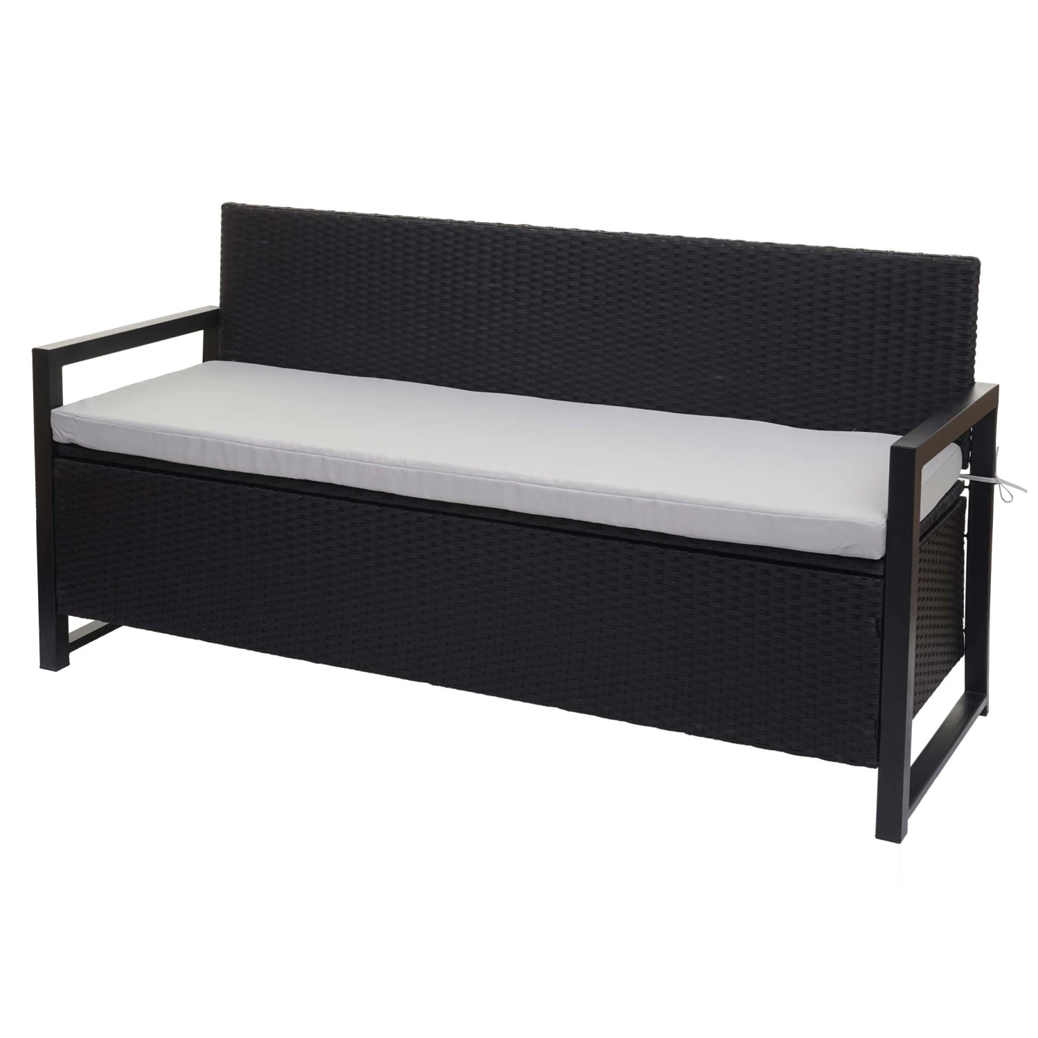 MCW Poly-Rattan 3er Sitzbank F39 Anthrazit Kissen Grau