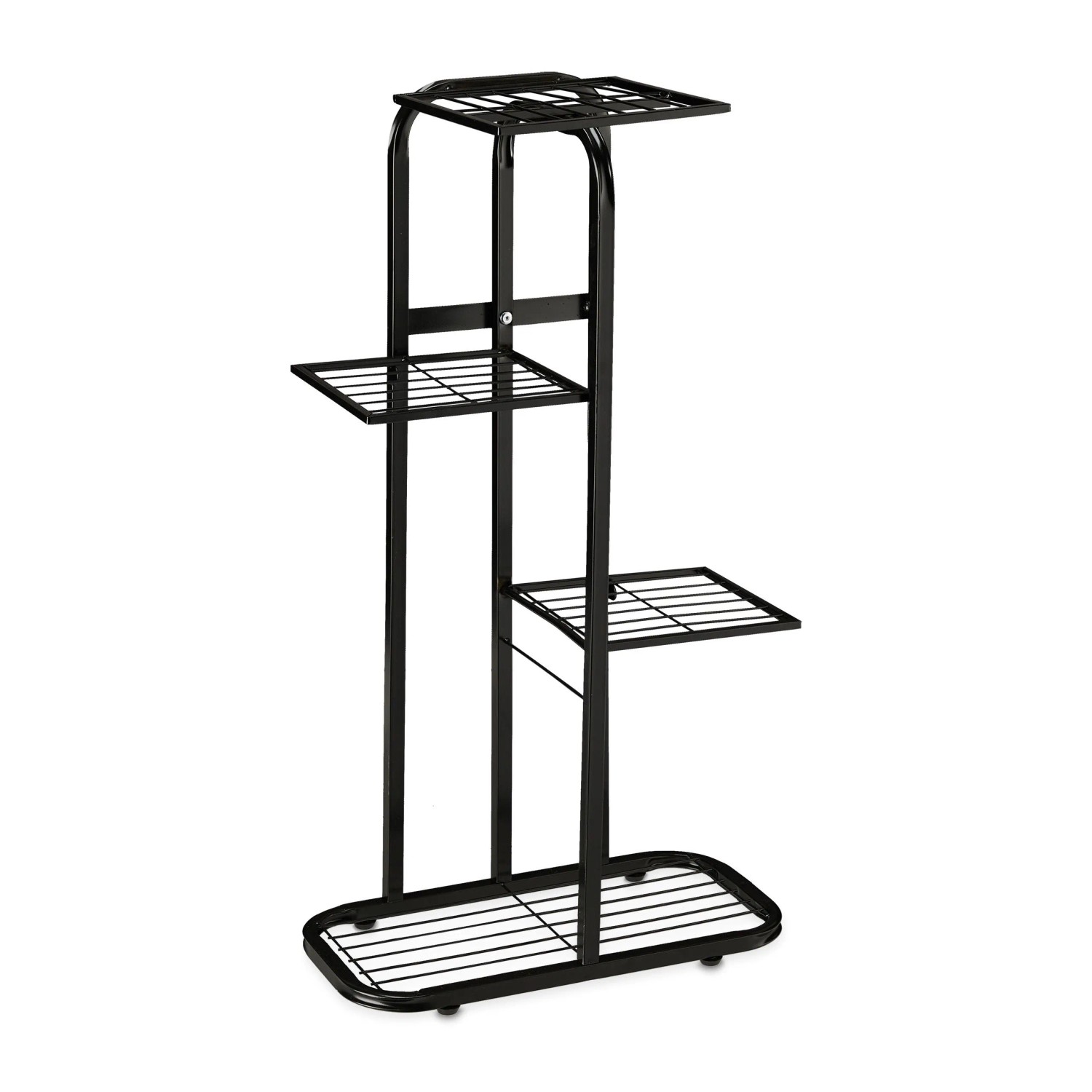 Relaxdays Blumentreppe Stahl Schwarz 4 Etagen 81 cm x 44 cm x 24,5 cm 2,2 kg